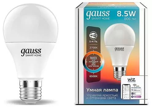 Лампа светодиодная диммируемая Gauss Smart Home E27 8,5W 2700-6500K матовая 1130112