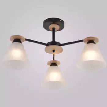 Люстра на штанге Reluce 01625-0.3-03 BK+WOOD