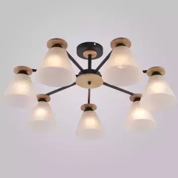 Люстра на штанге Reluce 01625-0.3-07 BK+WOOD