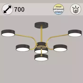 Люстра на штанге Reluce 03325-0.3-06 BK+COPPER