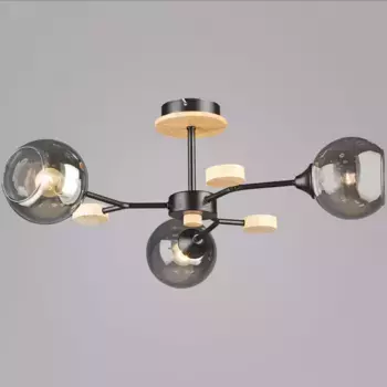 Люстра на штанге Reluce 06780-0.3-03 BK+WOOD