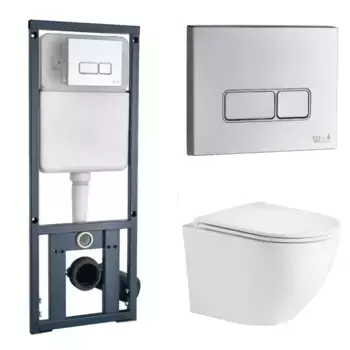 Комплект унитаза WeltWasser Merzbach 043 с инсталляцией MARBERG 410 белый, с сиденьем микролифт и клавишей смыва MAR 410 SE CR хром