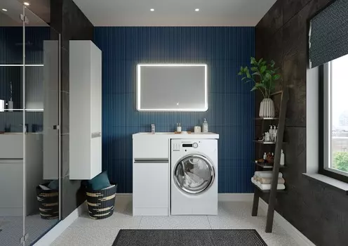 Тумба с раковиной Aquaton Лондри 40/Раковина Лондри 105 левая, бел.