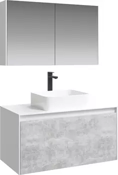 Мебель для ванной Aqwella 5 stars Mobi 100 белая, бетон светлый
