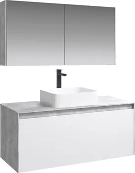 Мебель для ванной Aqwella 5 stars Mobi 120 бетон светлый, белая