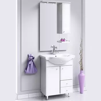 Комплект мебели Aqwella Барселона Люкс 65 с бельевой корзиной, белый