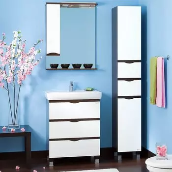 Мебель для ванной Бриклаер Токио 80 венге, белый глянец