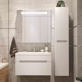 Мебель для ванной DIWO Коломна 80, подвесная, белая, российская (гарнитур, мебель)