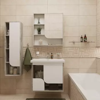 Мебель для ванной DIWO Самара 70 дуб скандинавский, белая, подвесная (комплект, гарнитур)