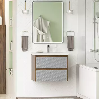 Мебель для ванной комнаты Brevita Chester 65 подвесная, дуб чарльстон темно-коричневый, серый