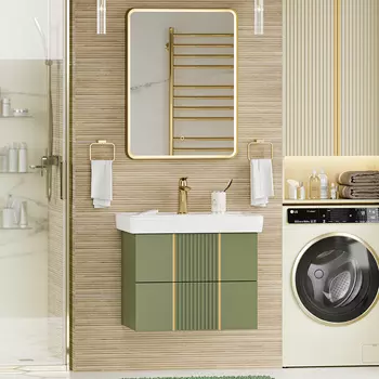 Мебель для ванной комнаты Brevita Vega 70 подвесная, зеленая, золото