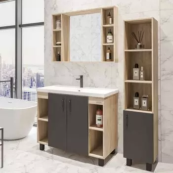 Мебель для ванной комнаты Grossman Флай 100 дуб сонома, серая