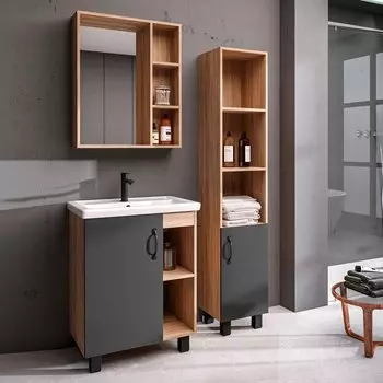 Мебель для ванной комнаты Grossman Флай 60 дуб сонома, серая