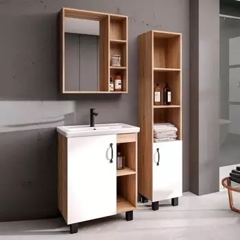 Мебель для ванной комнаты Grossman Флай 60 дуб сонома, белая