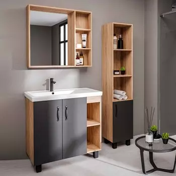 Мебель для ванной комнаты Grossman Флай 80 дуб сонома, серая