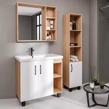 Мебель для ванной комнаты Grossman Флай 80 дуб сонома, белая