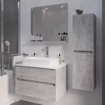 Мебель для ванной комнаты Grossman Эдванс 80 цемент светлый, раковина GR-3031