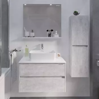 Мебель для ванной комнаты Grossman Эдванс 80 цемент светлый, раковина GR-3016