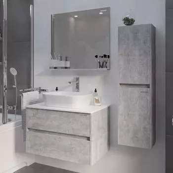 Мебель для ванной комнаты Grossman Эдванс 80 цемент светлый, раковина GR-3020