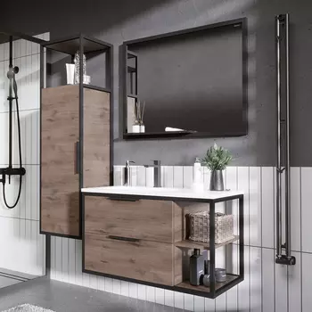 Мебель для ванной комнаты Grossman Лофт 90 веллингтон, черный, раковина Madera Modul 90 L