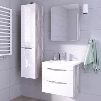 Мебель для ванной комнаты Grossman Талис 60 бетон пайн, белый глянец