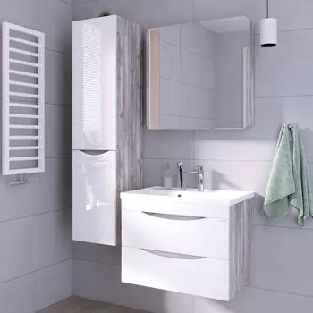 Мебель для ванной комнаты Grossman Талис 80 бетон пайн, белый глянец