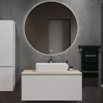 Мебель для ванной комнаты Jorno Cossety 100, белая, дуб мавелла голд, раковина Melana MLN-7050Н