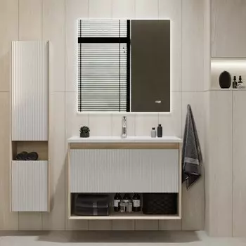 Мебель для ванной комнаты Jorno Tossony 90 сонома светлая, белый