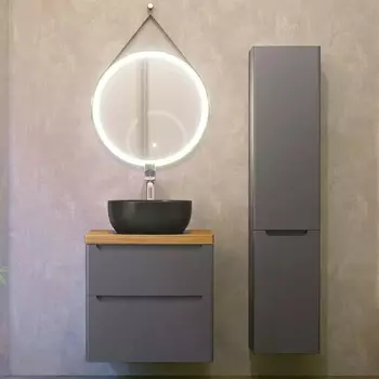 Мебель для ванной комнаты Jorno Wood 60, серая, светлая столешница