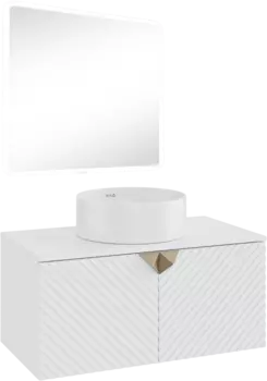 Мебель для ванной комнаты Runo Андорра 85 белая матовая, белый глянец, раковина Palla 40