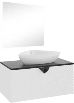 Мебель для ванной комнаты Runo Андорра 85 белая матовая, черная, раковина Terzo 60