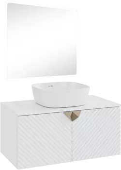 Мебель для ванной комнаты Runo Андорра 85 белая матовая, белый глянец, раковина Bella 40