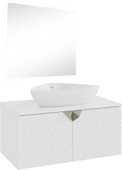 Мебель для ванной комнаты Runo Андорра 85 белая матовая, белый глянец, раковина Terzo 60