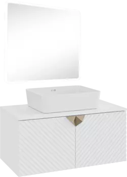 Мебель для ванной комнаты Runo Андорра 85 белая матовая, белый глянец, раковина Tre 50