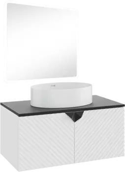 Мебель для ванной комнаты Runo Андорра 85 белая матовая, черная, раковина Ovale 50