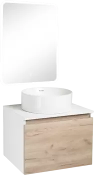 Мебель для ванной комнаты Runo Бари 60 крафтовый дуб, раковина Palla 40