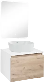 Мебель для ванной комнаты Runo Бари 60 крафтовый дуб, раковина Bella 40