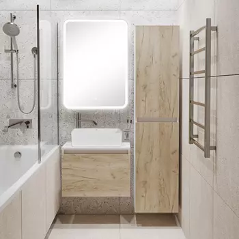 Мебель для ванной комнаты Runo Бари 60 крафтовый дуб, раковина Tre 50