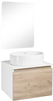 Мебель для ванной комнаты Runo Бари 60 крафтовый дуб, раковина Ovale 50