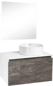 Мебель для ванной комнаты Runo Бари 80 железный камень, раковина Palla 40