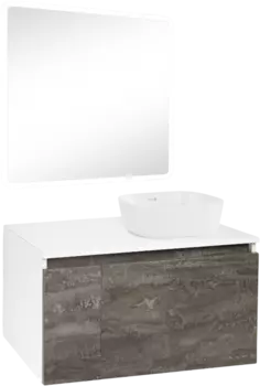 Мебель для ванной комнаты Runo Бари 80 железный камень, раковина Bella 40