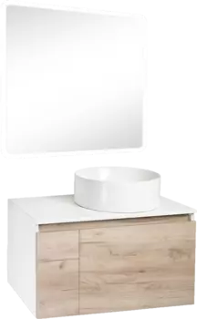 Мебель для ванной комнаты Runo Бари 80 крафтовый дуб, раковина Palla 40