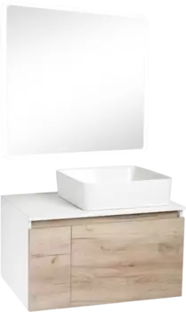 Мебель для ванной комнаты Runo Бари 80 крафтовый дуб, раковина Tre 50