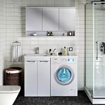 Мебель для ванной комнаты Runo Лира 60, R, под стиральную машину, раковина лайт