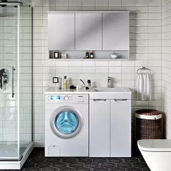 Мебель для ванной комнаты Runo Лира 60, L, под стиральную машину, раковина лайт