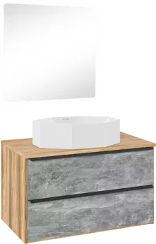 Мебель для ванной комнаты Runo Мальта 85 дуб, серая, раковина Cristallo 50