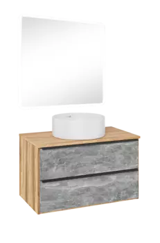 Мебель для ванной комнаты Runo Мальта 85 дуб, серая, раковина Palla 40