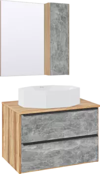 Мебель для ванной комнаты Runo Мальта 70 дуб, серая, раковина Cristallo 50