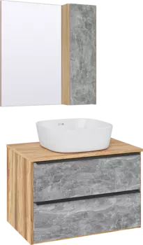 Мебель для ванной комнаты Runo Мальта 70 дуб, серая, раковина Bella 40