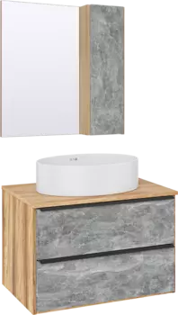 Мебель для ванной комнаты Runo Мальта 70 дуб, серая, раковина Ovale 50